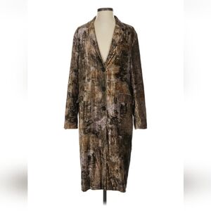 Vintage-Style Textured Long Coat in Brown and Olive Tones